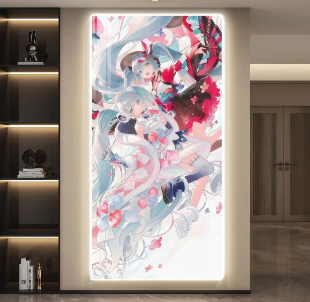 【海外代購】阿喵畫社 花海 雙生初音 超長發光燈帶裝飾畫 地墊 