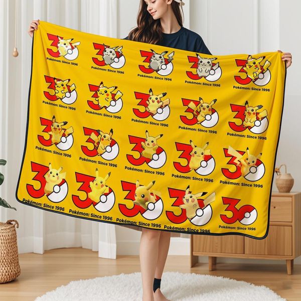 【海外代購】千鳥社 《寶可夢30週年》皮卡丘精靈球午睡毯地毯裝飾畫 午睡毯 地毯 