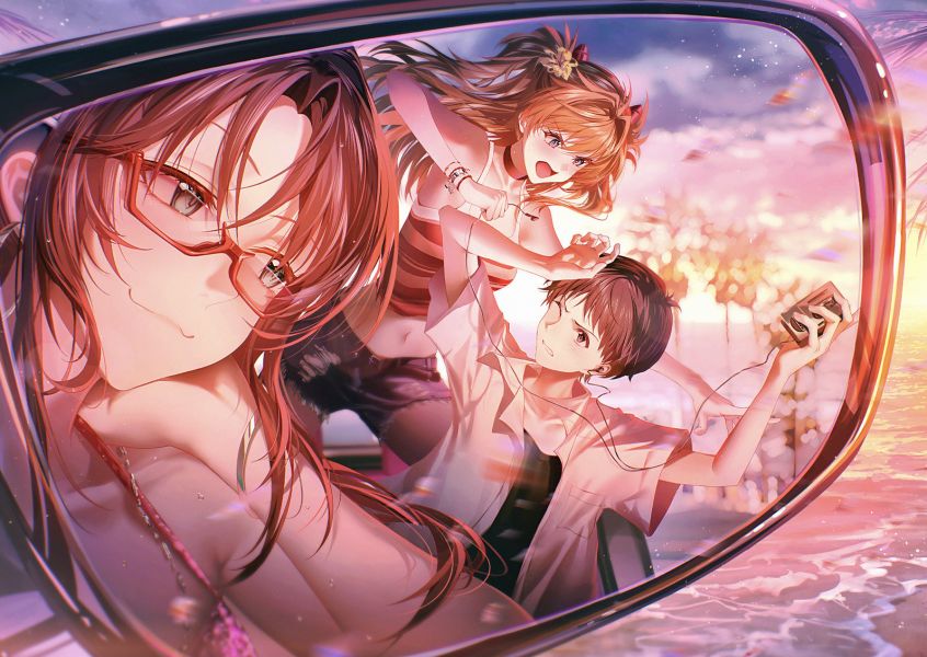 【海外代購】H2 《沙灘EVA》新世紀福音戰士明日香綾波麗碇真嗣真希波渚薰裝飾畫 