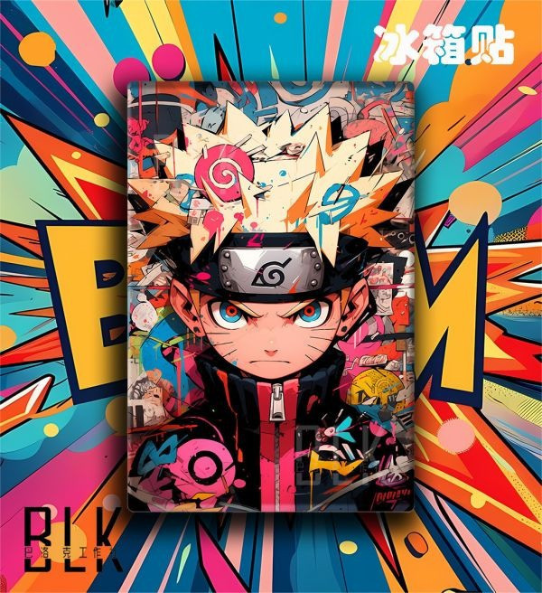 【海外代購】巴洛克 《塗鴉鳴人》火影忍者九尾人仙人模式裝飾畫冰箱貼 