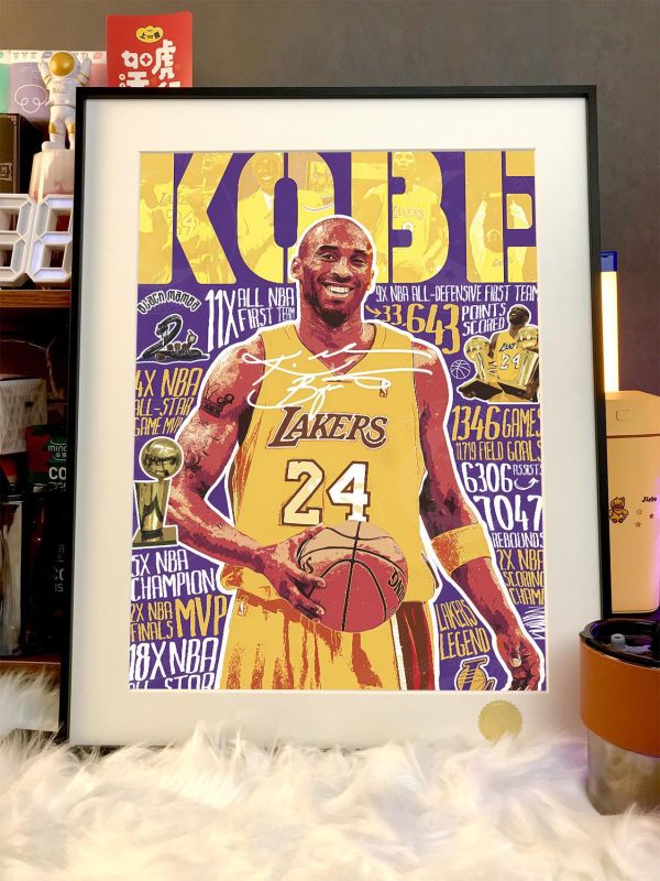 【海外代購】星空 《塗鴉風科比》kobe黑曼巴NBA洛杉磯湖人隊裝飾畫 