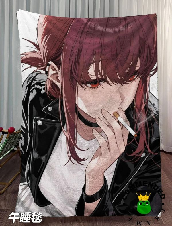 【海外代購】皇呱 《紅瞳與輕煙》在超市後門吸菸的二人裝飾畫 午睡毯 地毯 
