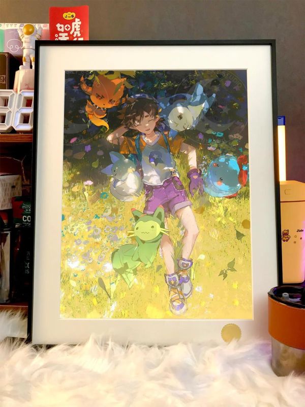 【海外代購】星空 《洛克王國》迪莫火花水藍藍喵喵御三家鴨吉吉裝飾畫 