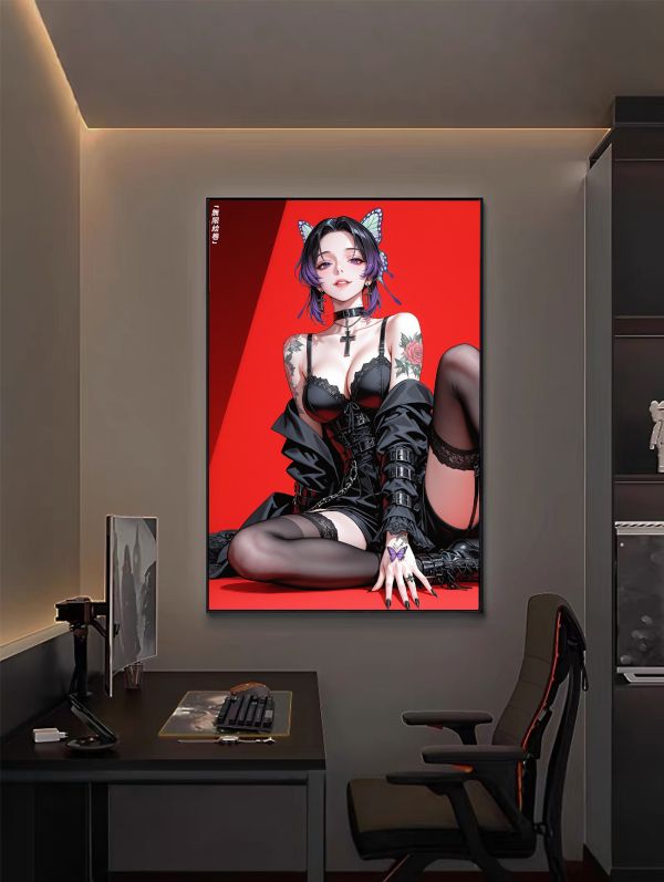 【海外代購】無限绘卷 《蝴蝶忍-蟲之呼吸》胡蝶 しのぶ 黑色制服魅惑系列 殿堂級動漫收藏級裝飾畫 