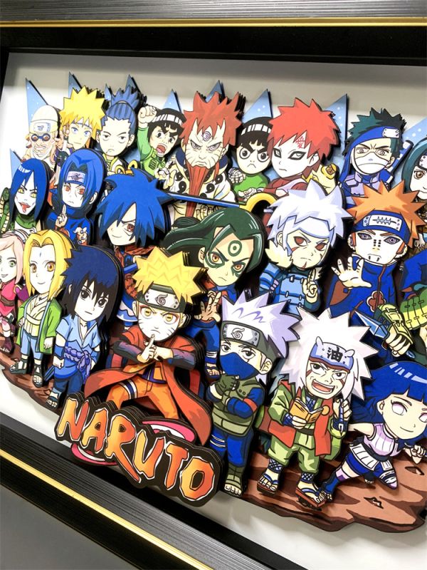 【海外代購】萌萌匠 q版歷代鳴人佐助 全家福裝飾立體畫01 