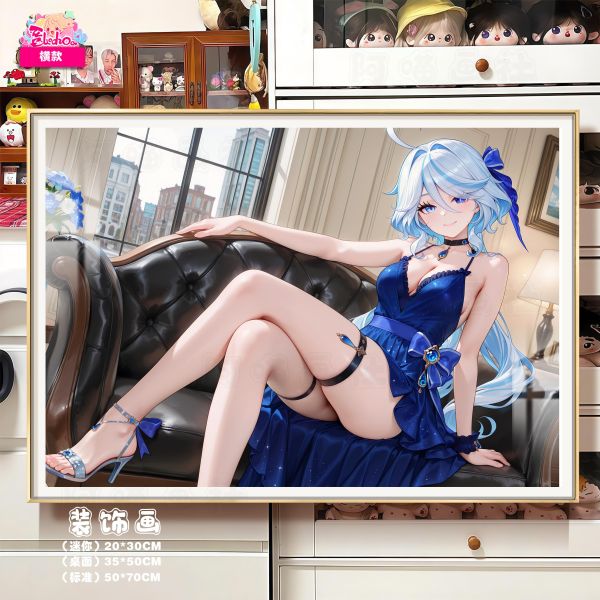 【海外代購】阿喵畫社 藍色禮服 芙寧娜 8k主題高清裝飾畫 床頭地墊  冰箱貼 