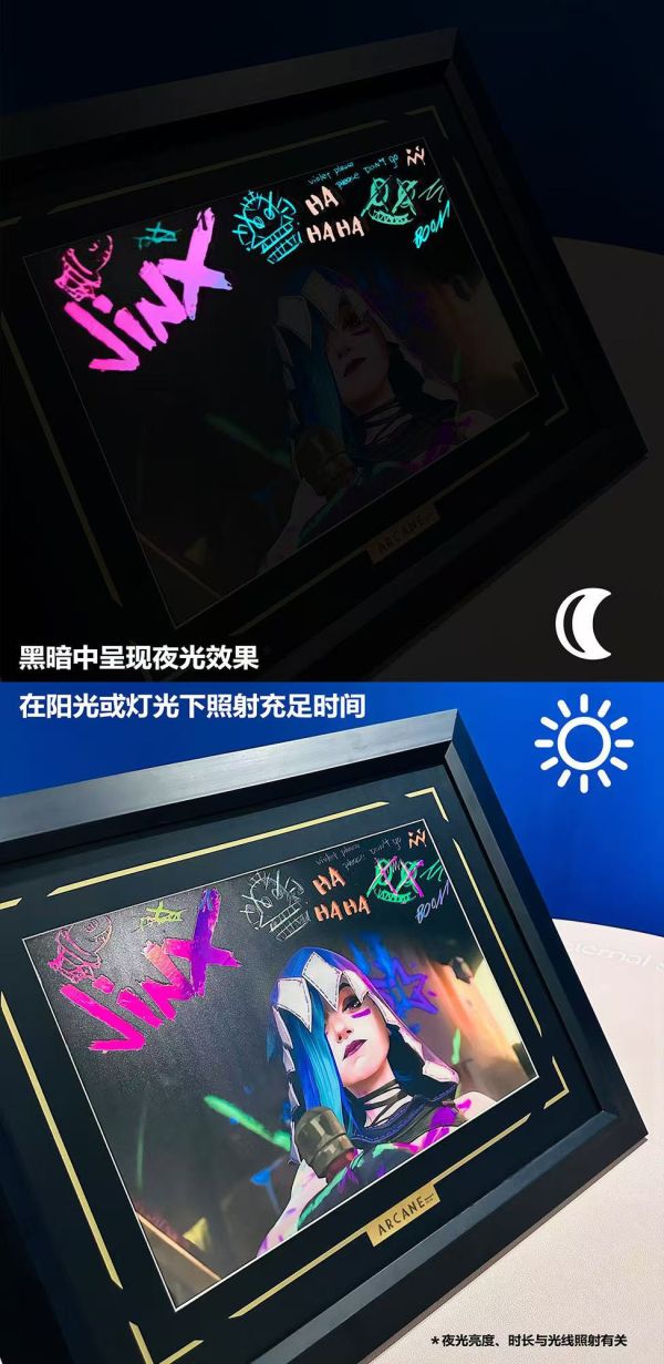 【海外代購】千鳥社 英雄聯盟Arcane雙城之戰Jinx第二季 炫彩夜光潮流裝飾畫 