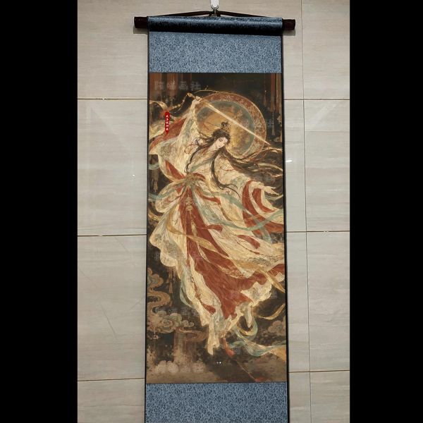 【海外代購】阿喵畫社 天官賜福 王子悅神圖 國風捲軸錦緞高清精裱畫 