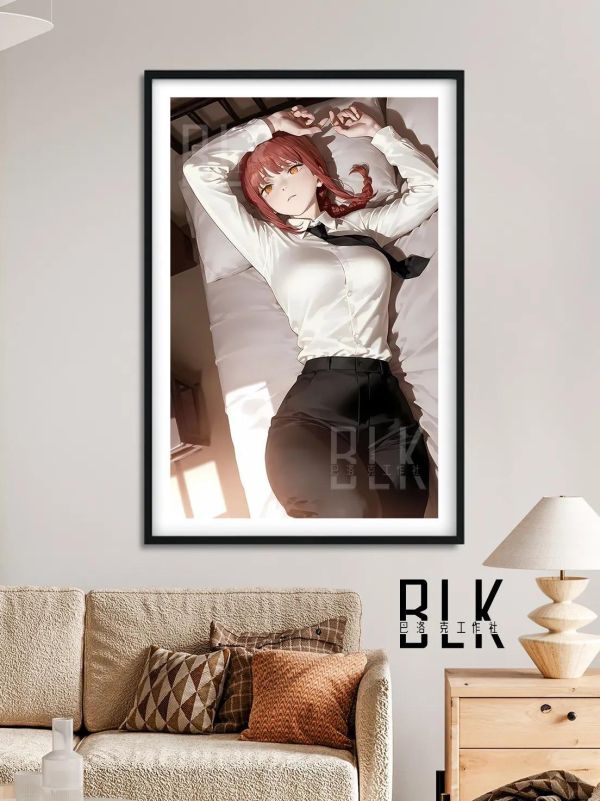 【海外代購】巴洛克《躺姿瑪奇瑪》鏈鋸人蕾塞篇裝飾畫冰箱貼 