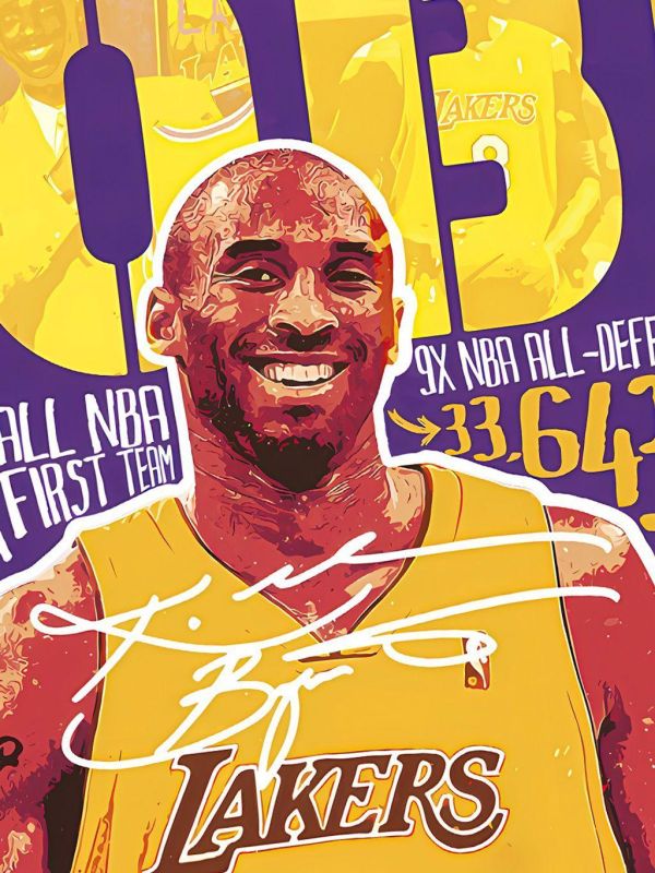 【海外代購】星空 《塗鴉風科比》kobe黑曼巴NBA洛杉磯湖人隊裝飾畫 