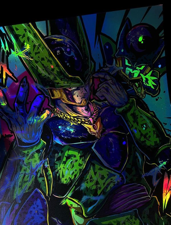 【海外代購】千鳥社 《沙魯鐳射》 七龍珠沙魯人造人孫悟空貝吉塔潮流炫彩鐳射裝飾畫 