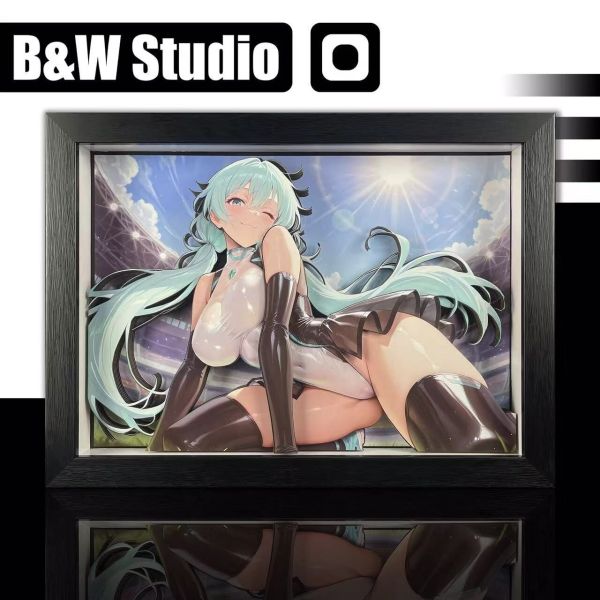 【海外代購】黑白畫映 B&W 初音未來賽車立體裝飾畫 
