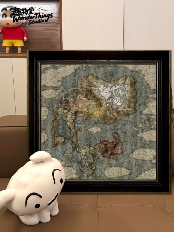 【海外代購】趣物堂《艾爾登法環 世界地圖》復古畫布藝術風格裝飾畫 