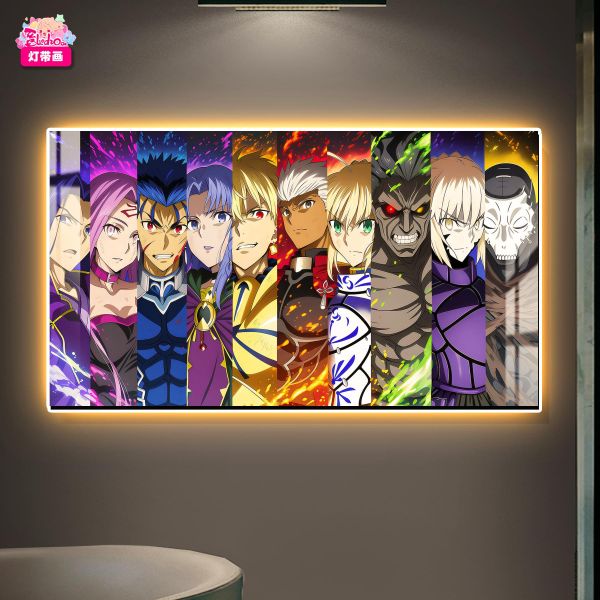 【海外代購】阿喵畫社 Fate英靈團 主題裝飾氛圍感發光燈帶裝飾畫 發光滑鼠墊 床頭地墊 