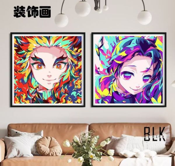 【海外代購】巴洛克 炫彩鬼滅之刃九柱炎柱蟲柱裝飾畫/冰箱貼 