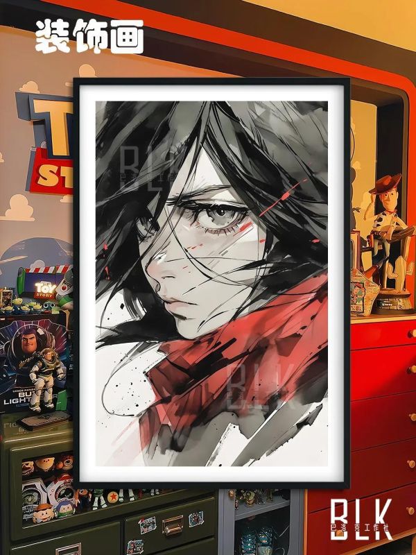 【海外代購】巴洛克 《水墨三笠》進擊的巨人裝飾畫冰箱貼 