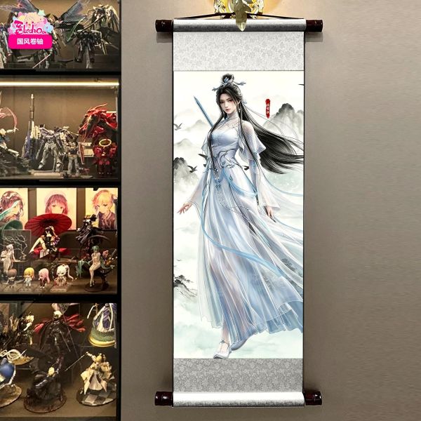 【海外代購】阿喵畫社 國色天香 陸雪琪全身像捲軸畫 國風捲軸錦緞高清精裱畫 