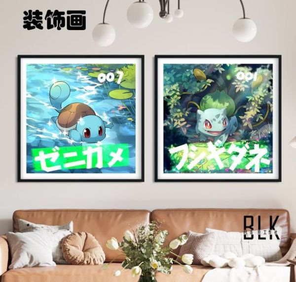 【海外代購】巴洛克 可愛御三家小火龍傑尼龜妙蛙寶可夢裝飾畫/冰箱貼 