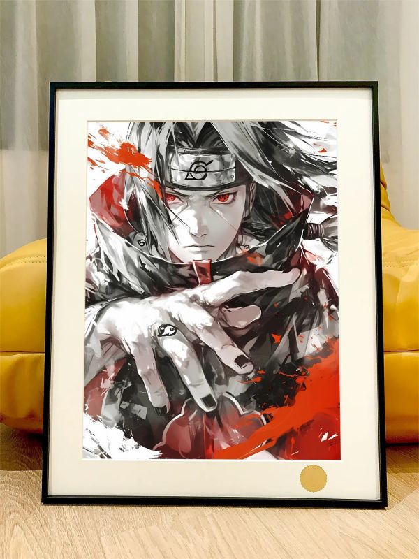 【海外代購】星空《水墨鼬》火影忍者宇智波鼬寫輪眼曉組織裝飾畫 