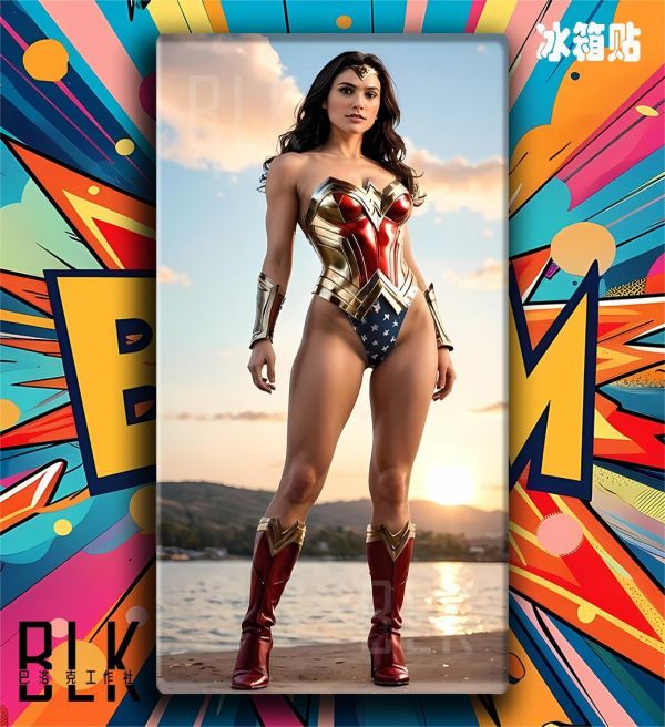 【海外代購】巴洛克 《湖邊神力女超人》Wonder Woman神力女超人正義聯盟DC超人蝙蝠俠動畫裝飾冰箱貼 