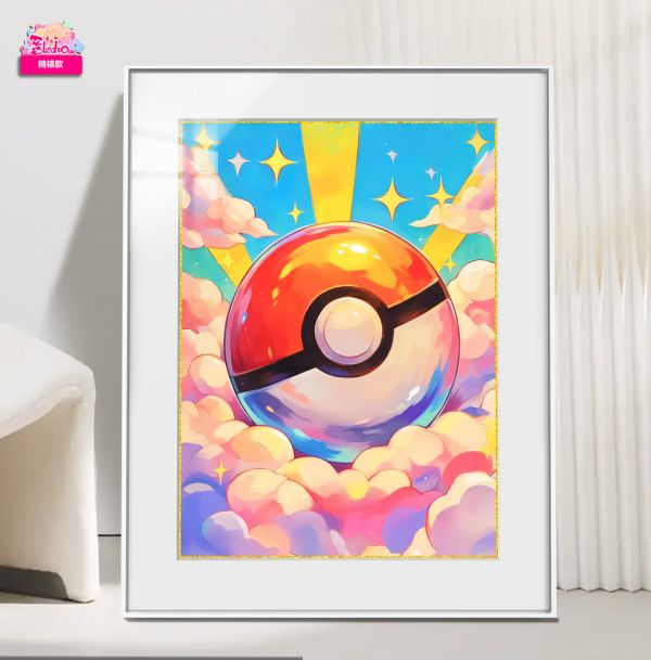 【海外代購】阿喵畫社 寶可夢 五彩精靈球 超清裝飾畫 