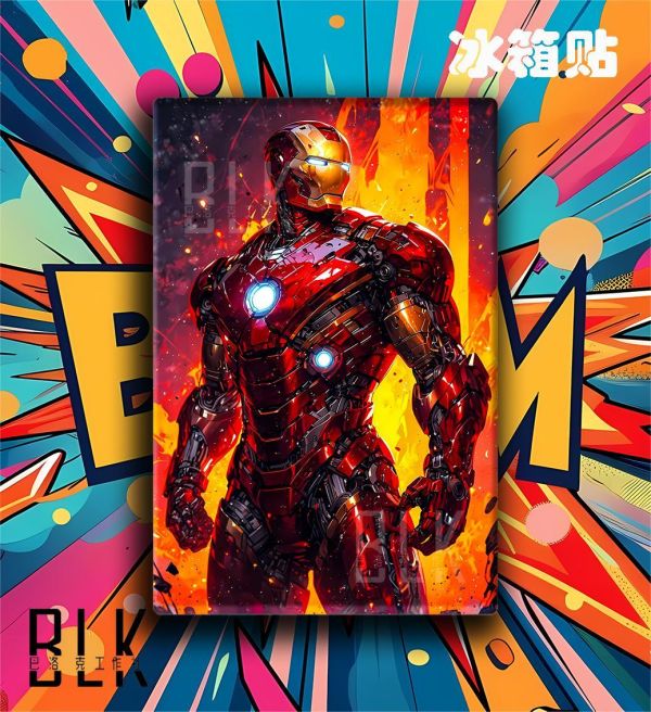 【海外代購】巴洛克 《火焰鋼鐵人》鋼鐵人Iron Man鋼鐵人鐵甲奇俠漫威動畫裝飾畫冰箱貼 