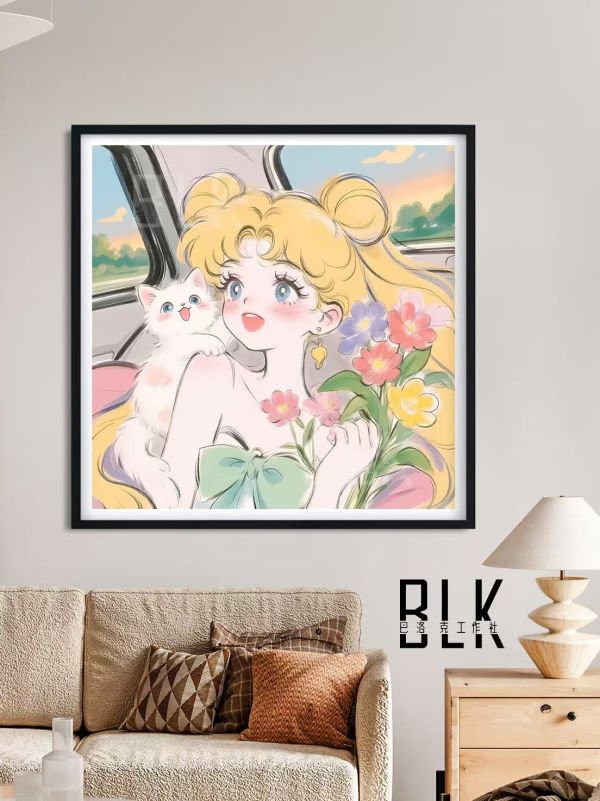 【海外代購】巴洛克 巴洛克 《貓貓美少女》Sailor Moon美少女戰士水兵月月野兔水手月亮倩妮迪公主動漫裝飾畫冰箱貼 