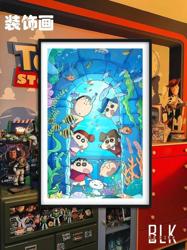 【海外代購】巴洛克 《水世界小新》春日部防衛隊蠟筆小新裝飾畫冰箱貼 