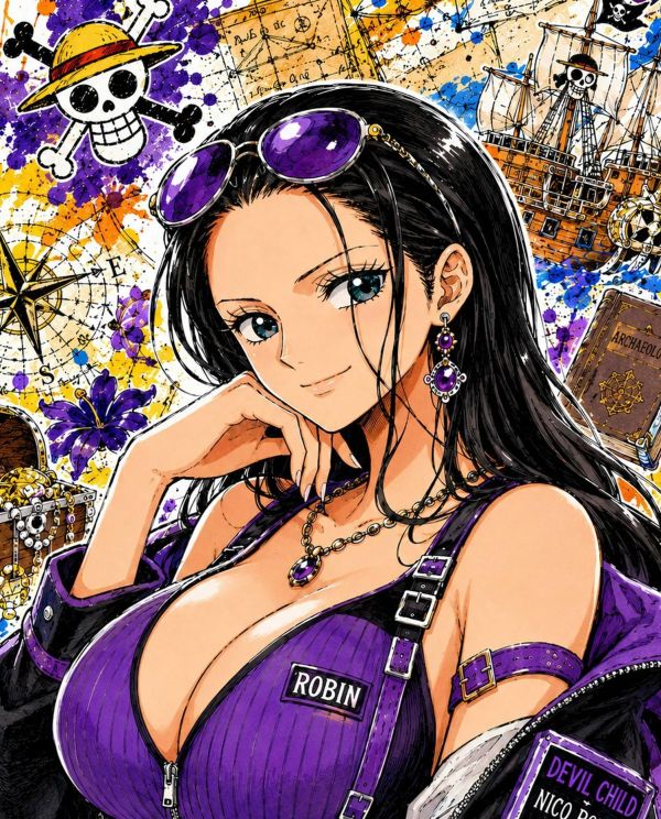 【海外代購】H2工作室 《妮可羅賓》海賊王草帽團惡魔之子裝飾畫 