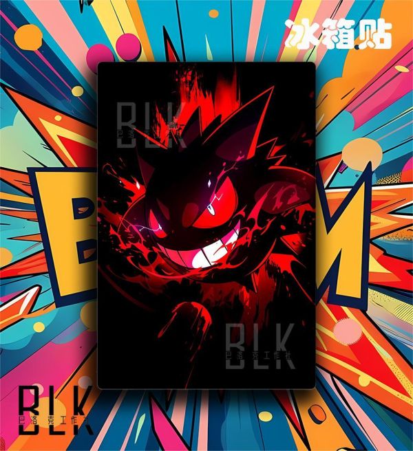 【海外代購】巴洛克 《血色耿鬼》Gengar寶可夢神奇寶貝禦三家小智皮卡丘動畫裝飾畫冰箱貼 