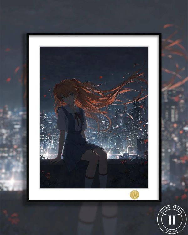 【海外代購】H2工作室《夜景明日香》EVA新世紀福音戰士裝飾畫 