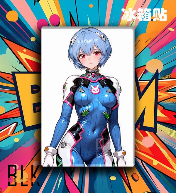 【海外代購】巴洛克 《綾波麗DVA》EVA新世紀福音戰士Asuka初號機守望先鋒動漫裝飾畫冰箱貼