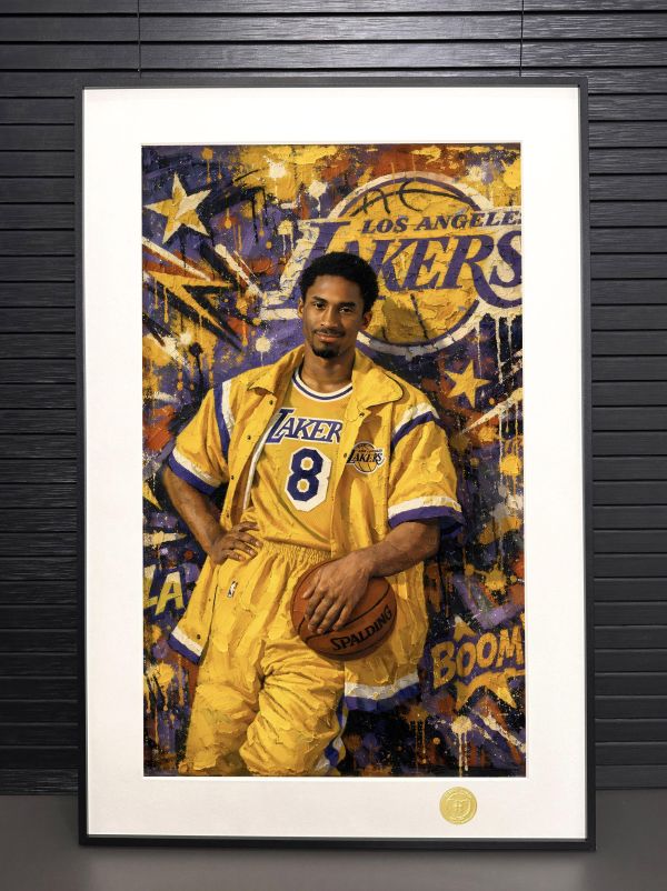 【海外代購】H2 《爆炸頭科比》黑曼巴NBA科比布萊恩湖人隊裝飾畫 