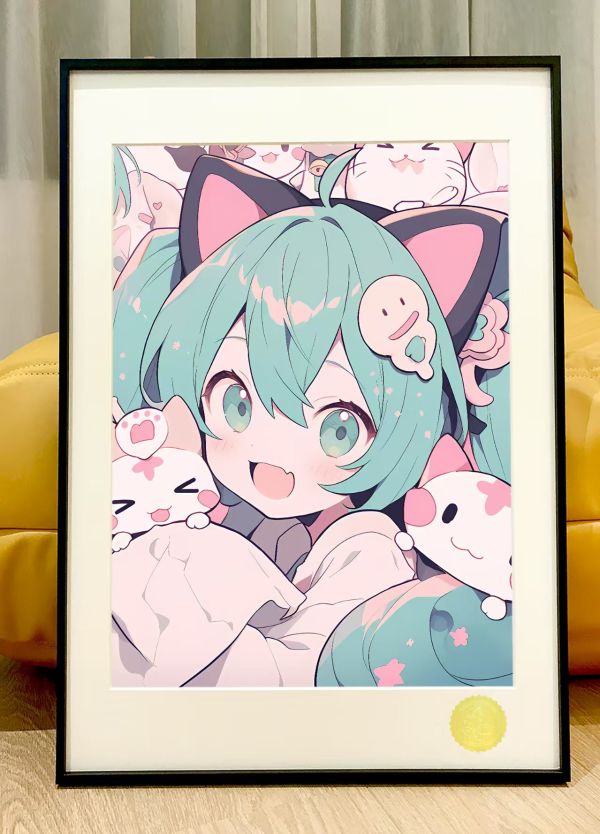 【海外代購】星空 《貓咪Miku》初音未來裝潢畫 
