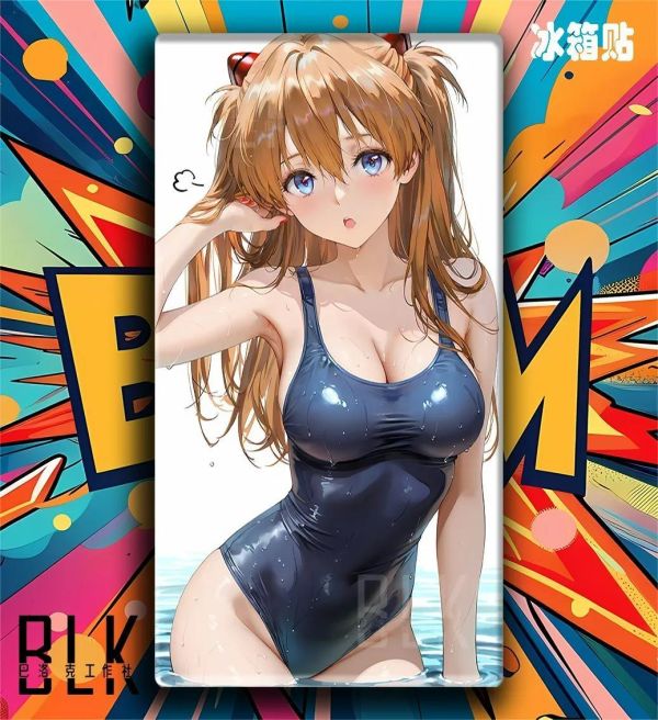 【海外代購】巴洛克 《泳池明日香》Asuka新世紀福音戰士裝飾畫冰箱貼 