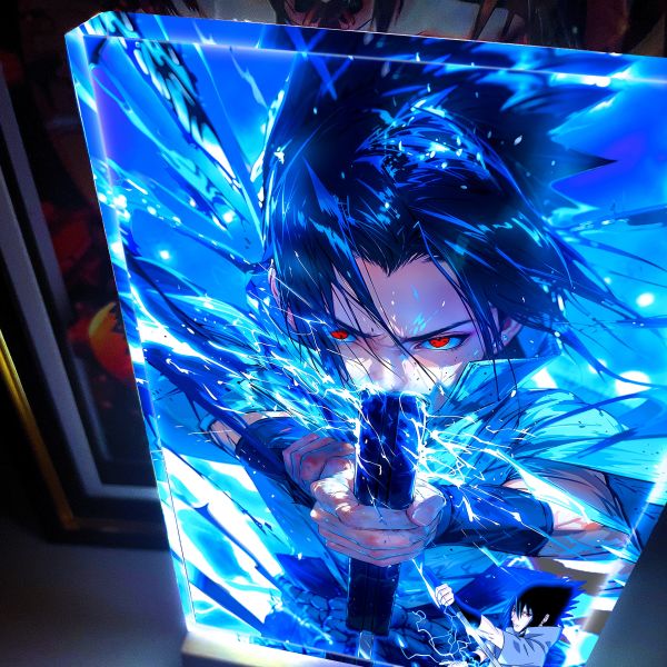 【海外代購】阿喵畫社 佐助 千鳥 23cm大號特效發光手辦架展示磚