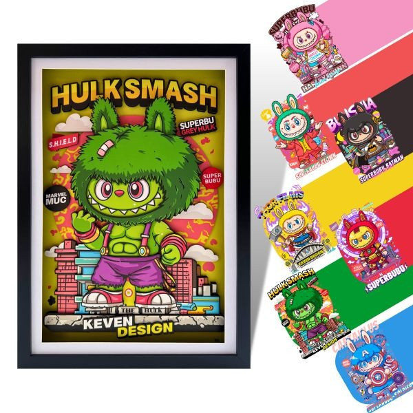 【海外代購】凹凸Panda KEVEN DESIGN SuperBubu超級英雄系列 手作紙藝立體裝飾掛畫 
