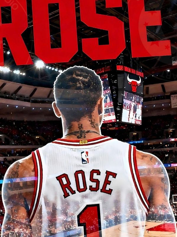 【海外代購】星空 《羅斯背影》Rose球衣退役NBA風城玫瑰芝加哥公牛隊裝飾畫 