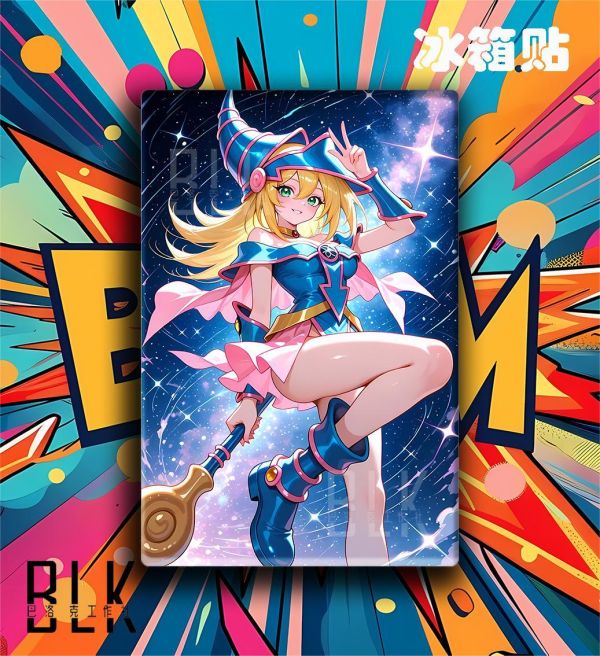 【海外代購】巴洛克 《宇宙魔導女孩》遊戲王阿圖姆三幻神黑魔導青眼白龍裝飾畫冰箱貼 