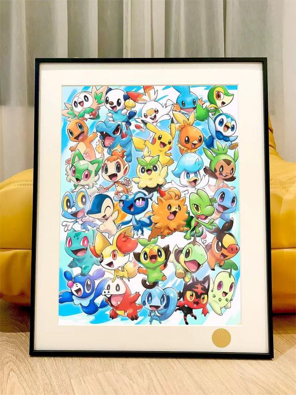 【海外代購】星空《十代禦三家》寶可夢30週年風波小智葉眉鳥博姆耿妙澪兒Pikachu二次元裝飾畫 