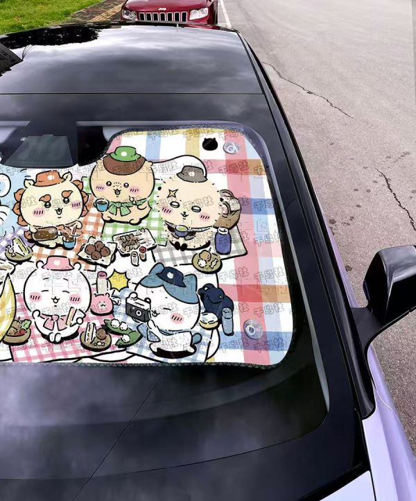 【海外代購】千鳥社 《汽車前擋遮陽—吉伊卡哇 第三彈》 二次元汽車遮陽防曬前擋開車吉伊卡哇哈奇小八烏薩奇莫莫咖獅薩全家福 