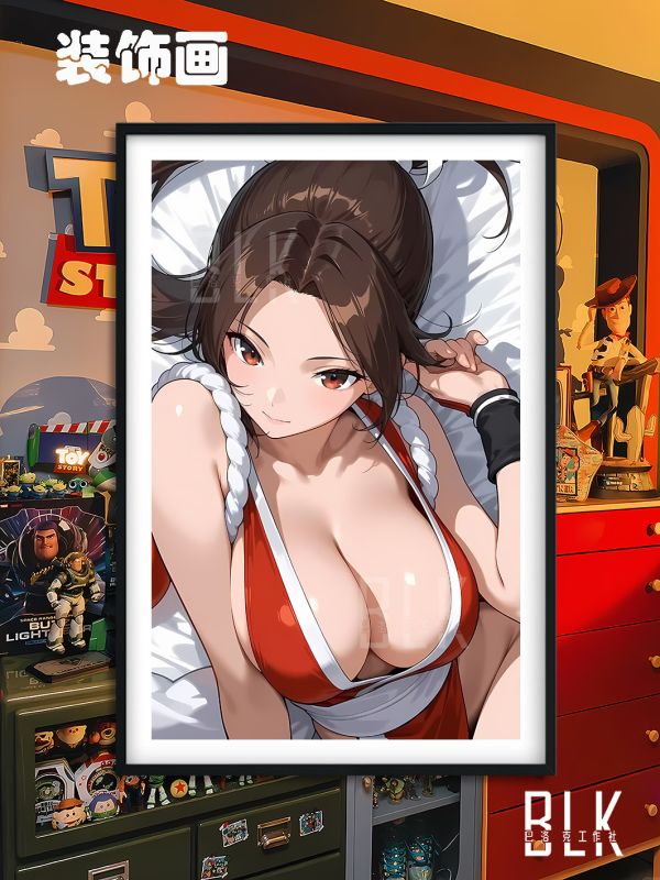 【海外代購】巴洛克 紅衣不知火舞拳皇餓狼傳說Mai Shiranui扇子女遊戲動漫裝飾畫/冰箱貼 