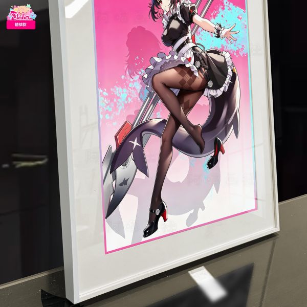 【海外代購】阿喵畫社 玫粉 艾蓮・喬鯊魚妹 展館級12k收藏超清精裱畫 床頭地墊 