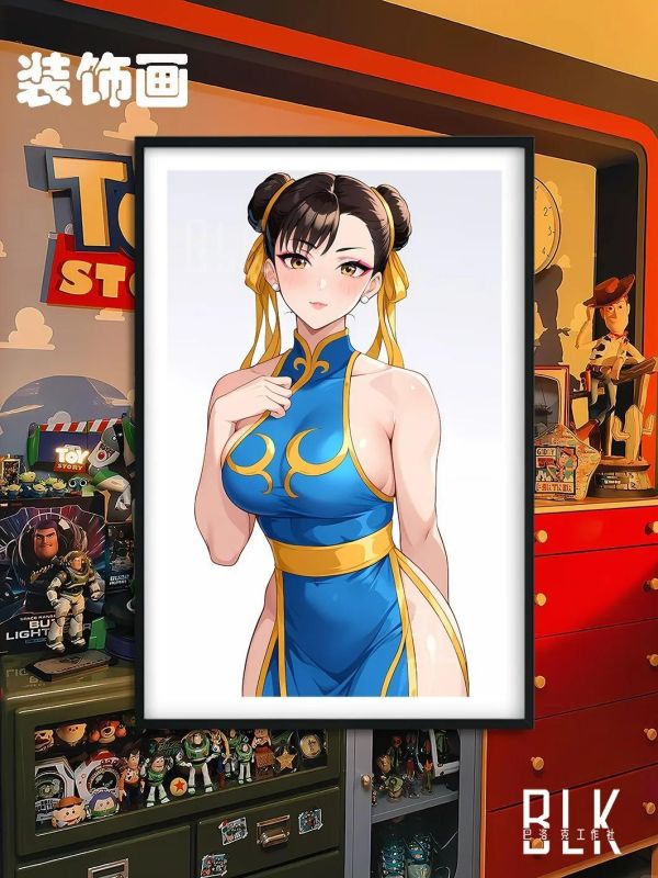 【海外代購】巴洛克《羞澀春麗》街頭霸王裝飾畫冰箱貼 