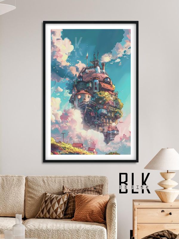 【海外代購】巴洛克 《飛行移動城堡》蘇菲哈爾的移動城堡卡西法宮崎駿動畫電影裝飾畫冰箱貼 