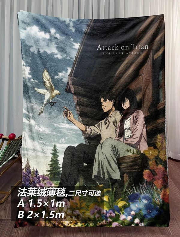 【海外代購】千鳥社 《終幕 花與鴿》進擊的巨人完結三笠艾倫劇場版裝飾畫 午睡毯 地毯 