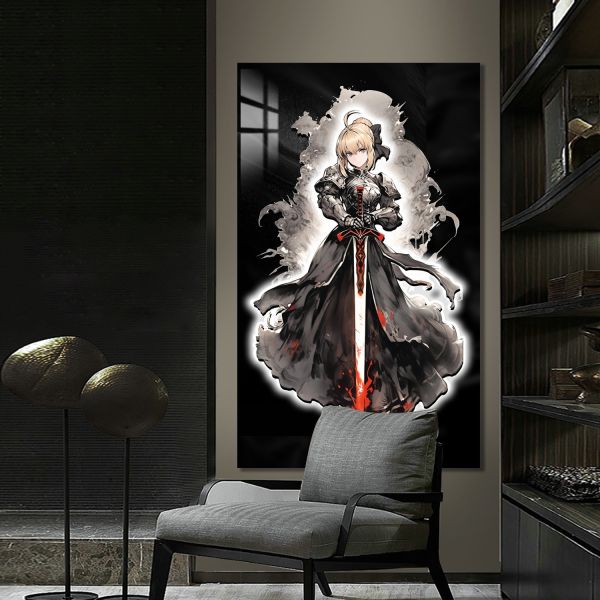 【海外代購】阿喵畫社 墨染 saber 吾王雙層立體超長燈帶畫 滑鼠墊  浴室地墊 床頭地墊 