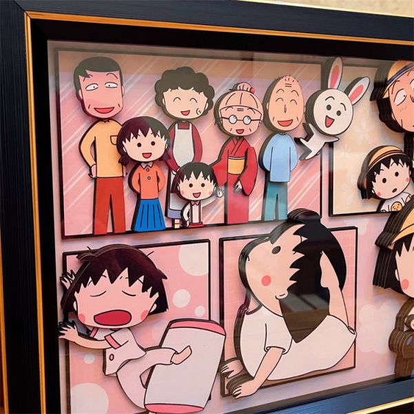 【海外代購】萌萌匠 櫻桃小丸子全家福 裝飾立體畫01 