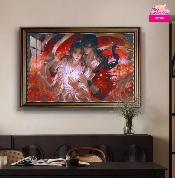 【海外代購】阿喵畫社 憐城一諾 謝憐花城 復古款實木紀念超清裝飾畫 床頭地墊 冰箱貼 