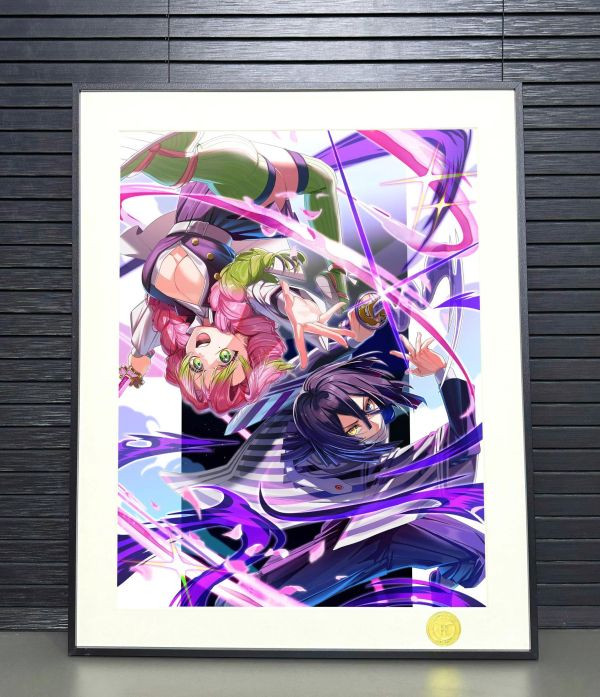 【海外代購】H2工作室 《蜜璃小芭內》鬼滅之刃戀柱蛇柱鬼殺隊裝飾畫 